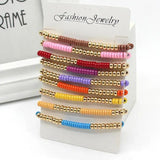 DIY Enamel Charm Bracelet Bohemian Rainbow Elastic Cuff Bangle