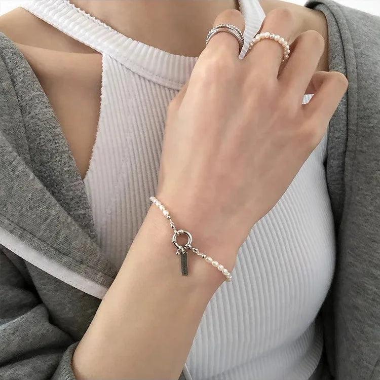 French Retro Metal Square Beads Bracelet for Women