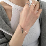French Retro Metal Square Beads Bracelet for Women