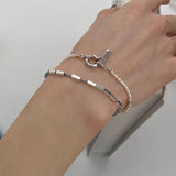 French Retro Metal Square Beads Bracelet for Women