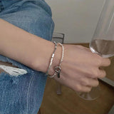 French Retro Metal Square Beads Bracelet for Women