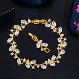 ThreeGraces CZ Stone Leaf Branch Bracelet for Women BR120