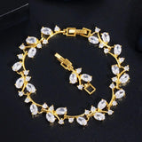 ThreeGraces CZ Stone Leaf Branch Bracelet for Women BR120