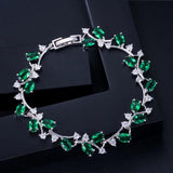 ThreeGraces CZ Stone Leaf Branch Bracelet for Women BR120