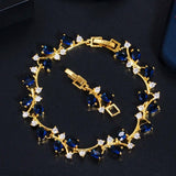 ThreeGraces CZ Stone Leaf Branch Bracelet for Women BR120