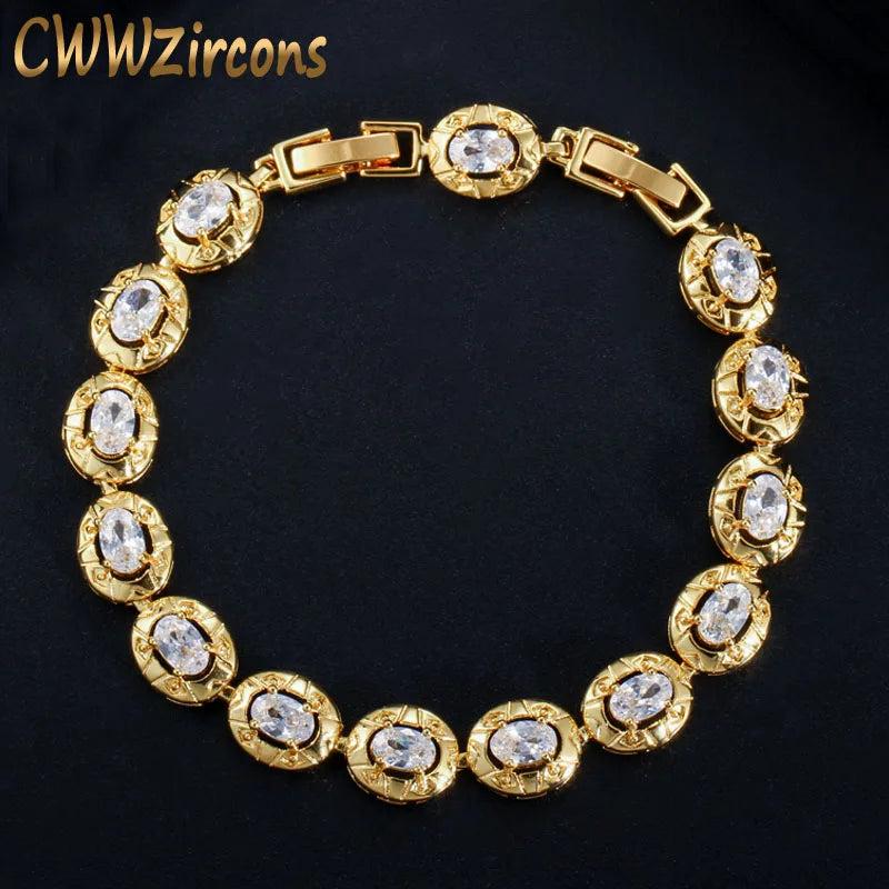 CWWZircons Dubai Yellow Oval CZ Tennis Bracelet for Women