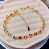 Foydjew Rainbow Candy Tourmaline Bracelet Silver Plated Chain