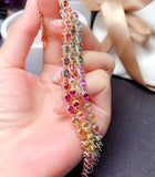 Foydjew Rainbow Candy Tourmaline Bracelet Silver Plated Chain