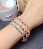 Foydjew Rainbow Candy Tourmaline Bracelet Silver Plated Chain