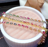 Foydjew Rainbow Candy Tourmaline Bracelet Silver Plated Chain