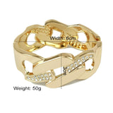 Rhinestones Chain Cuff Bracelet Hollow Metal Bangle Statement Jewelry