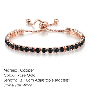 Adjustable Tennis Bracelet 4mm Zirconia Rose Jewelry