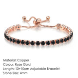 Adjustable Tennis Bracelet 4mm Zirconia Rose Jewelry