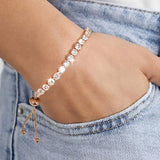 Adjustable Tennis Bracelet 4mm Zirconia Rose Jewelry