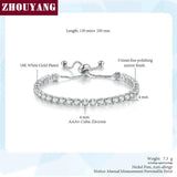 Adjustable Tennis Bracelet 4mm Zirconia Rose Jewelry