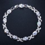 CWWZircons High Silver Cross CZ Women Chain Link Bracelet