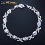 CWWZircons High Silver Cross CZ Women Chain Link Bracelet