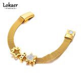 Stainless Steel Elephant Charm Bracelet CZ Crystal Star B23047
