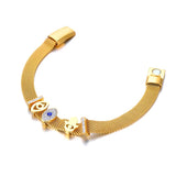 Stainless Steel Elephant Charm Bracelet CZ Crystal Star B23047