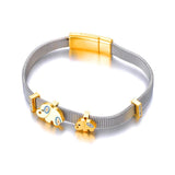 Stainless Steel Elephant Charm Bracelet CZ Crystal Star B23047
