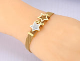 Stainless Steel Elephant Charm Bracelet CZ Crystal Star B23047