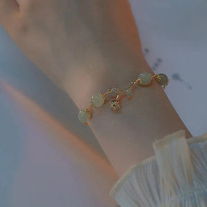Hetian Jade Flower Bracelet Rose Zircon Jewelry Gift