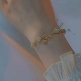 Hetian Jade Flower Bracelet Rose Zircon Jewelry Gift