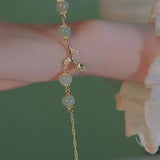 Hetian Jade Flower Bracelet Rose Zircon Jewelry Gift
