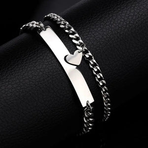 Titanium Steel Cuban Heart Couple Bracelet Stainless Steel Jewelry