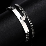Titanium Steel Cuban Heart Couple Bracelet Stainless Steel Jewelry