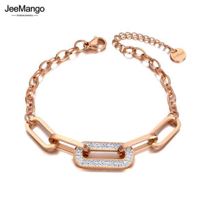 CZ Crystal Charm Bracelet Titanium Stainless Steel Bohemia Beach Jewelry