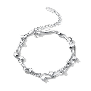 Double Layers Star Bracelet Bangle Stainless Steel