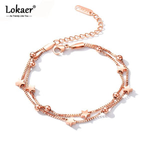 Double Layers Star Bracelet Bangle Stainless Steel