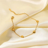 Stainless Steel Heart Pendant Charm Bracelet Thin Chain