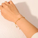 Stainless Steel Heart Pendant Charm Bracelet Thin Chain
