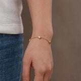 Stainless Steel Heart Pendant Charm Bracelet Thin Chain