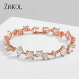 Square Zirconia Crystal Bracelet Bangles CZ Stone Jewelry For Women FSBP2189