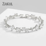Square Zirconia Crystal Bracelet Bangles CZ Stone Jewelry For Women FSBP2189