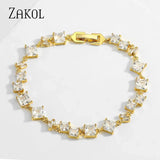 Square Zirconia Crystal Bracelet Bangles CZ Stone Jewelry For Women FSBP2189