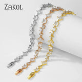 Square Zirconia Crystal Bracelet Bangles CZ Stone Jewelry For Women FSBP2189