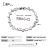 Square Zirconia Crystal Bracelet Bangles CZ Stone Jewelry For Women FSBP2189