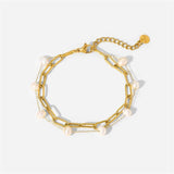 Pearl Cross Chain Double Bracelet European American Style