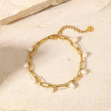 Pearl Cross Chain Double Bracelet European American Style