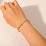 Pearl Cross Chain Double Bracelet European American Style