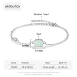 JewelOra Silver Opal Charm Bracelet Adjustable Chain Wedding Jewelry