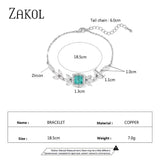 Green CZ Leaf Bracelet Square Crystal Bangle Girls Jewelry