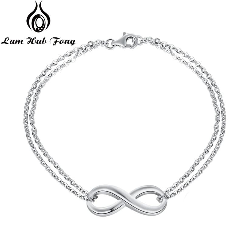 Silver Infinity Bracelet Double Chain Party Jewelry Gift Women