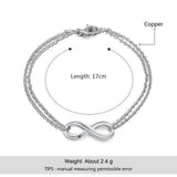 Silver Infinity Bracelet Double Chain Party Jewelry Gift Women