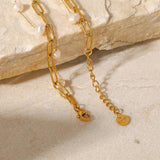 French Style Freshwater Pearl Cross Chain Bracelet