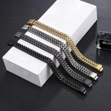 Men's Punk 12mm Cuban Link Chain Bracelet Stainless Steel Motorcycle